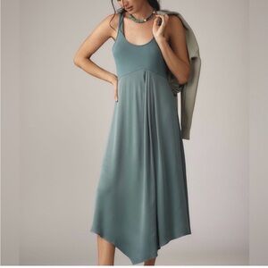 Anthropologie Gemini Asymmetrical Hem Scoop Neck Tank Midi Dress